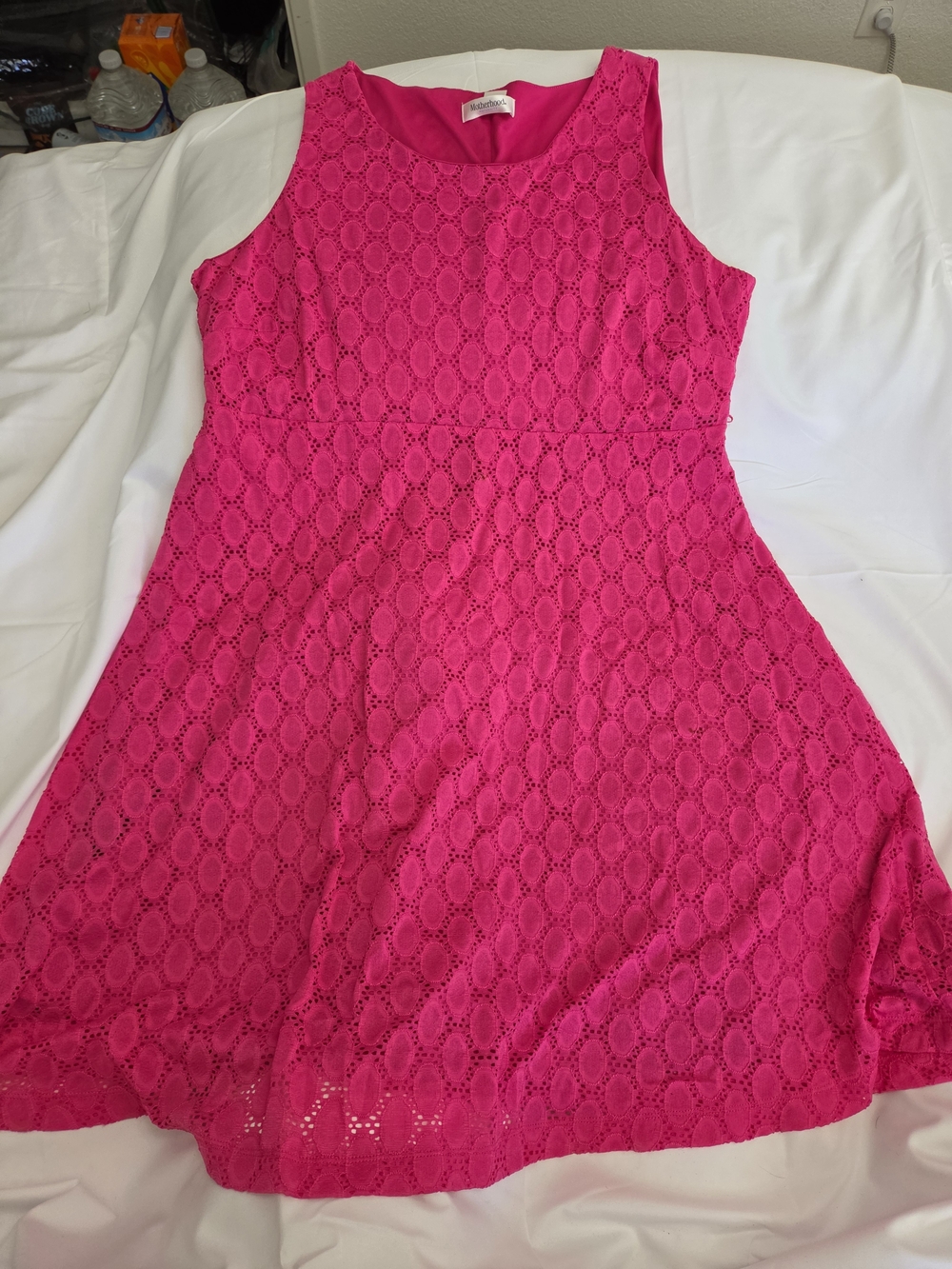 Motherhood Maternity Bright Pink Lace Sleeveless Midi Dress
